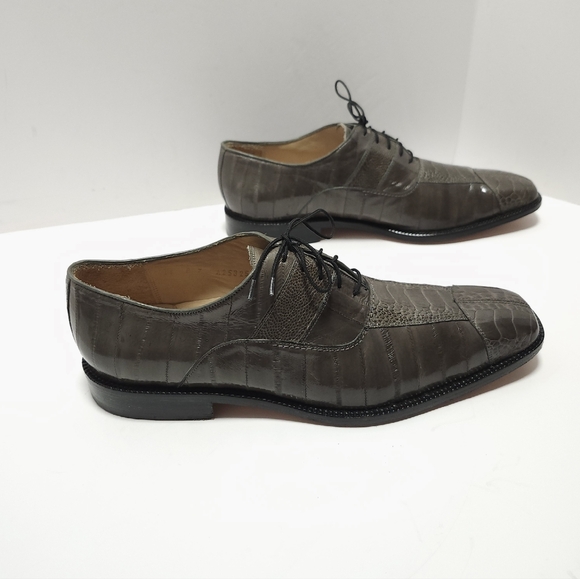 Belvedere Mens Ostrich Shoes Size 11 M Grey Exotic - Picture 3 of 8
